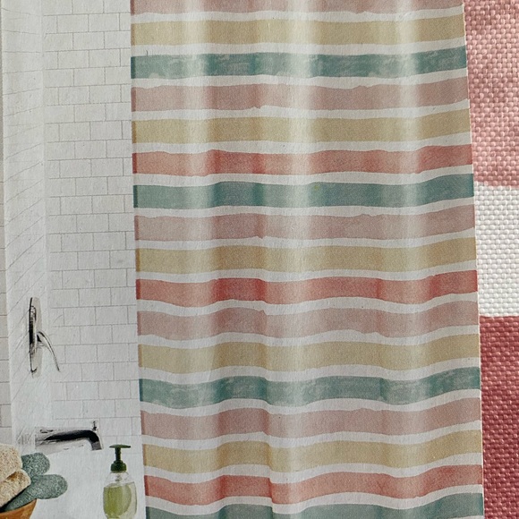 Fabric shower curtain with design💦NWT💦striped pattern💦bright colored design - Picture 9 of 14